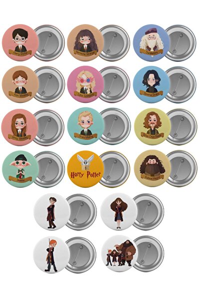 Saturn Harry Potter Karakterleri Çanta Rozeti Seti 16 Adet En Büyük Boy 5.8cm...