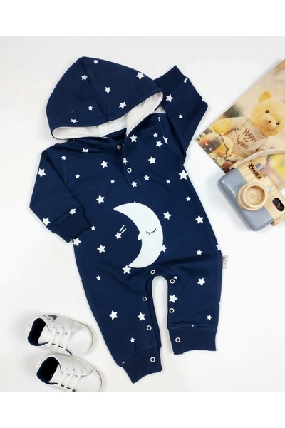 Murat Baby Ay Yıldız Baskılı Kapüşonlu Tulum