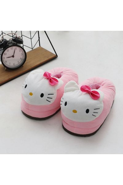 Choice Eur35-40 01 Hello Kitty Cotton Warm Slipper Anime Sanrio Autumn Winter Indoor Shoes Stuffed Doll Gir