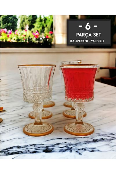 gkzglass home dekor Gilded Elysia Bahamas Set of 6 Coffee Water Glasses with Feet