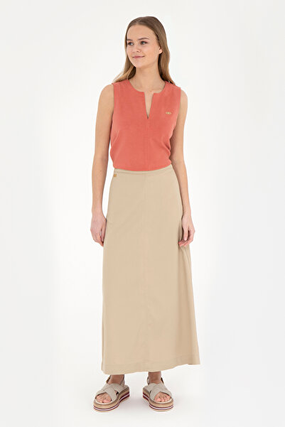 U.S. Polo Assn. Kadın Açık Haki Maxi Boy Dokuma Etek 50282403-VR183