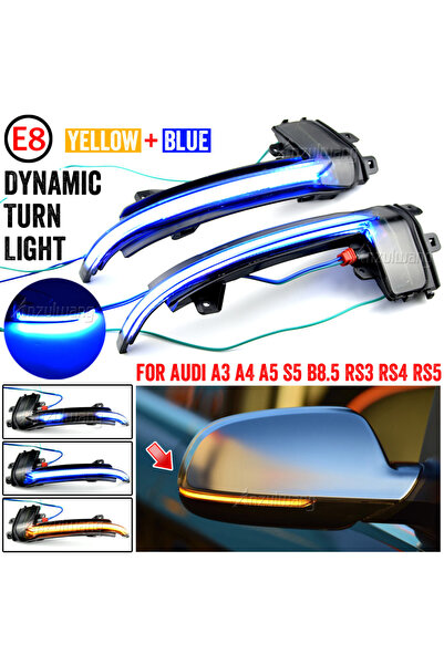 Choice3 إشارة انعطاف ديناميكية LED صفراء وزرقاء B8.5 مع وميض يشبه الماء المتد...