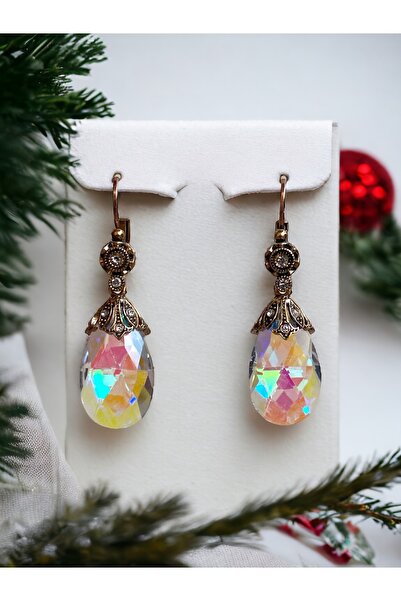 FAYRA ACCESSORIES عين القطة الكبيرة - أقراط من حجر الكريستال