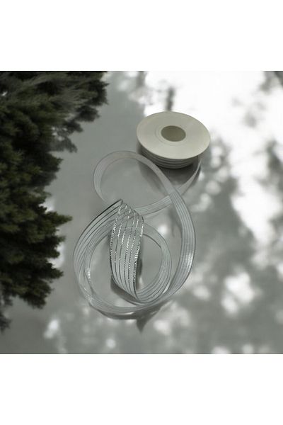BukiroAtelier 3m 2.5 cm Glitter Transparent Ribbon - Organza Packaging for Engagement and Bundle