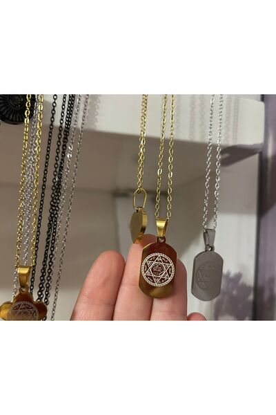 Nur Mührü Süleyman ve Name-i Peygamber Titanyum Çelik Kolye