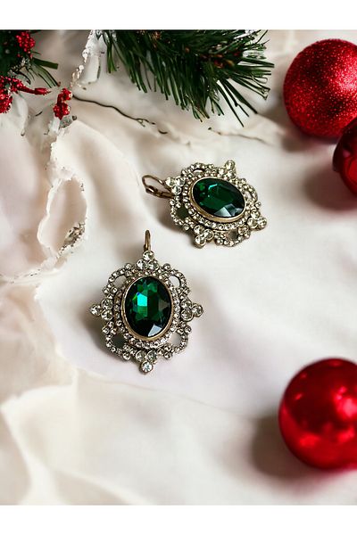 FAYRA ACCESSORIES Zircon Stone Diamond Mounted Earrings
