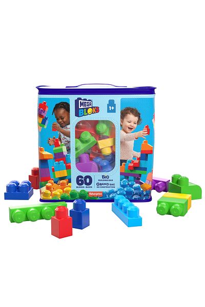 Mega Bloks أكياس كتلة باللون الأزرق والوردي مكونة من 60 قطعة