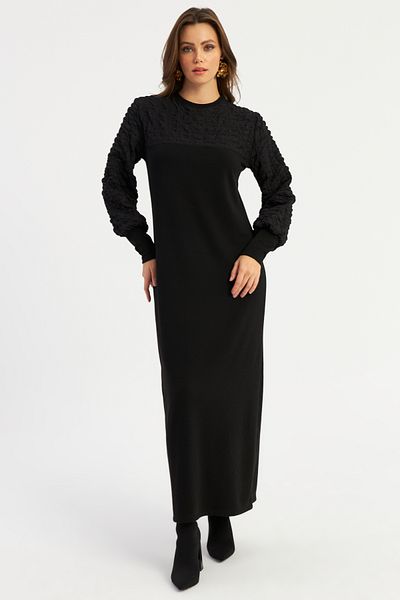 Cool & Modest Μαύρο Maxi Γυναικείο Φόρεμα MBK57
