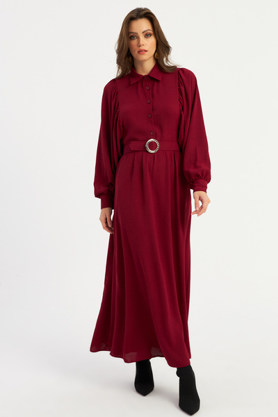 Cool & Sexy Burgundy Belted Women's Maxi Dress - Asf15