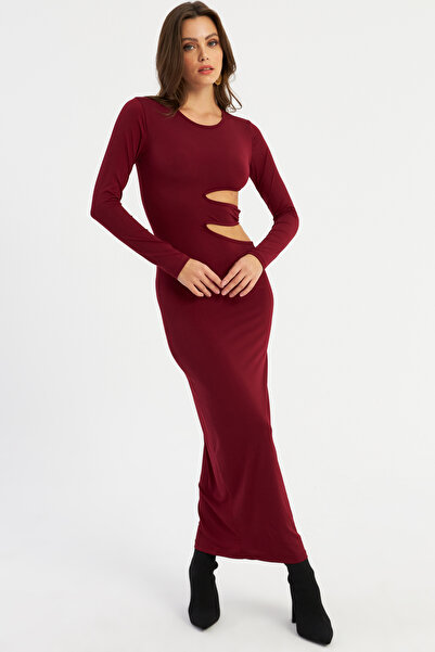 Cool & Sexy Claret Red Maxi Women's Dress - Low-Cut, Lik9