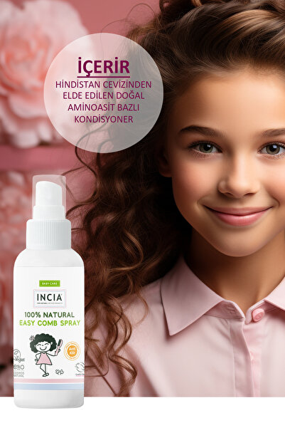 Incia %100 Doğal Kolay Tarama Spreyi Çocuklar İçin Nemlendirici Parlaklaklaştırıcı Anti-Klit 100 ml