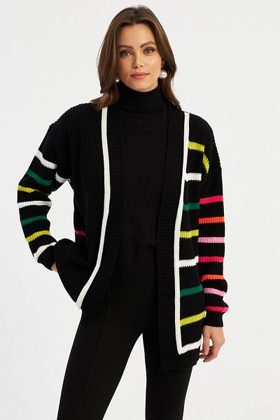 Cool & Modest Cardigan de tricotaj cu dungi multiple pentru femei MSMT2427