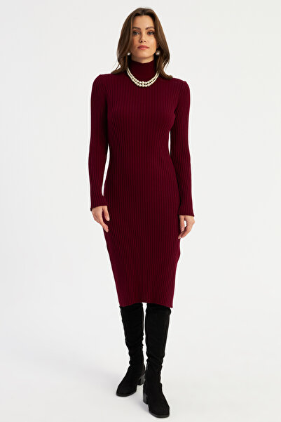 Cool & Modest Rochie de damă Midi din tricotaje burgundy - MYV100
