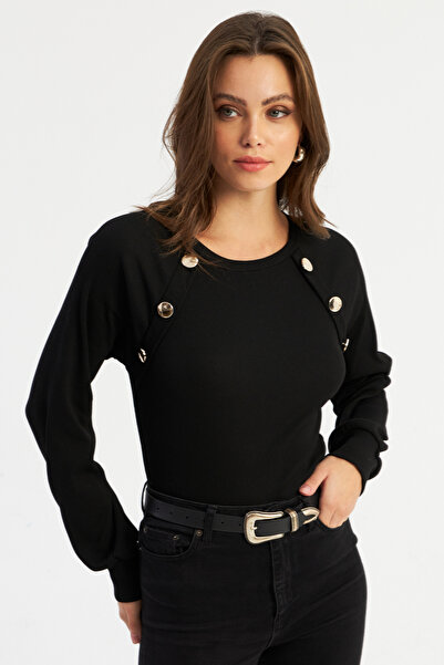 Cool & Sexy Γυναικεία μπλούζα καμιζόλας με μαύρα κουμπιά EY2946