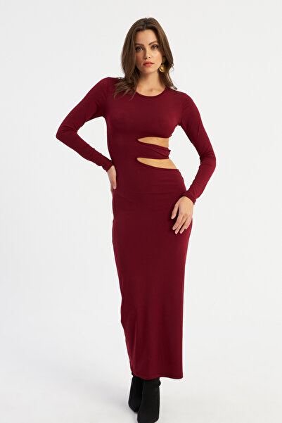 Cool & Sexy Claret Red Maxi Women's Dress - Low-Cut, Lik9