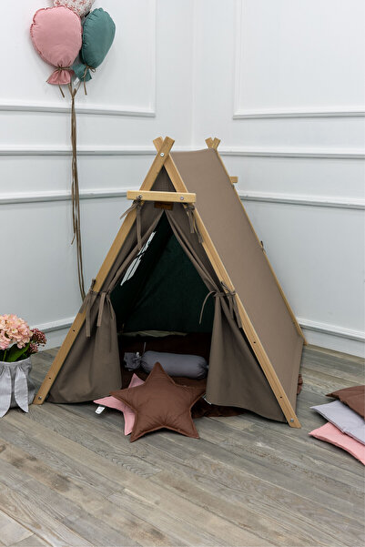 mordesign Çocuk Oyun Çadırı, Kreş/Anaokulu Oyun Alanı, Ahşap Oyun Çadırı, Pencereli Ev Çadır, House Play Tent