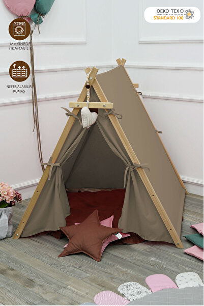 mordesign Çocuk Oyun Çadırı, Kreş/Anaokulu Oyun Alanı, Ahşap Oyun Çadırı, Pencereli Ev Çadır, House Play Tent