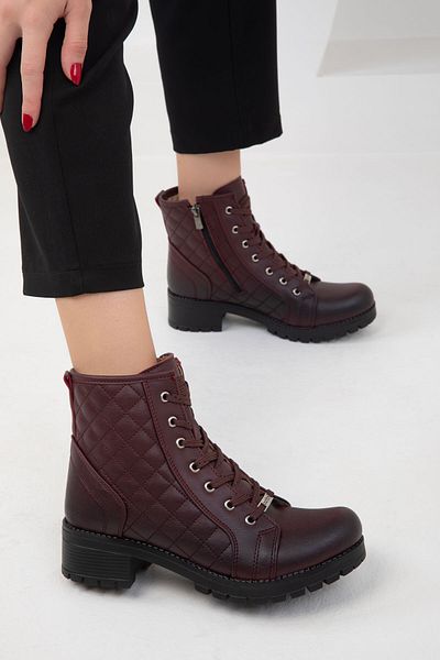 SOHO Claret Red Quilted 13786 Boots& Bootie