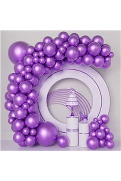 DÜVENCİ TİCARET مجموعة من 100 سلسلة بالونات بلون الكروم