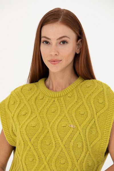 U.S. Polo Assn. Γυναικείο πουλόβερ με λαιμόκοψη φυστικί 50270436-vr087