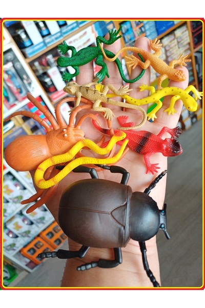 OYUNCAKSAHİLİ Sürüngen Hayvanlar Şaka Korkutma Seti Yılan Kertenkele Bukalemun Örümcek Tarantula 8li