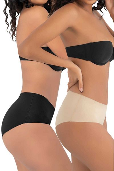 Uniquetrenders Women's Laser Cut Abdominal Strengthening and Slimming Bato Panties Corset Set of 2