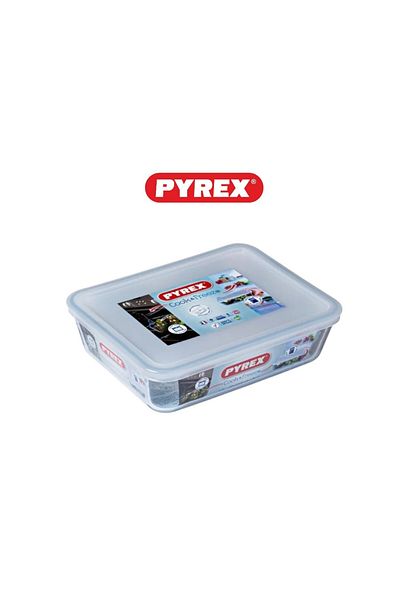 Pyrex Cook&Heat Rectangular Glass Roaster with Airtight Lid, 1.5L