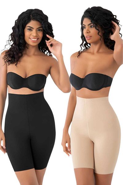 Uniquetrenders Women's Seamless Slimming and Gathering Laser Cut High Waist Leg Corset Set of 2