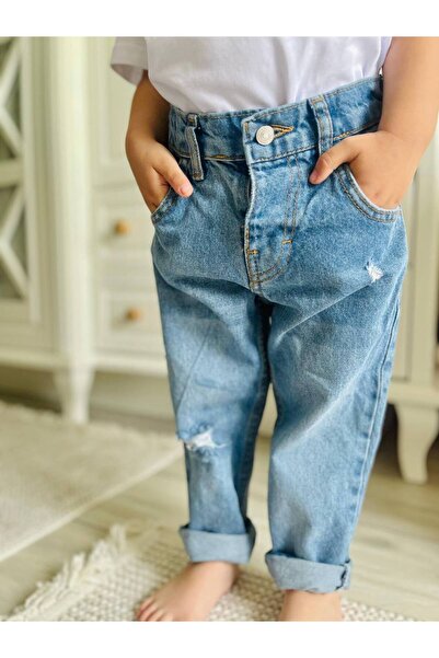 Teeny Weeny Kids Unisex plave poderane farmerke