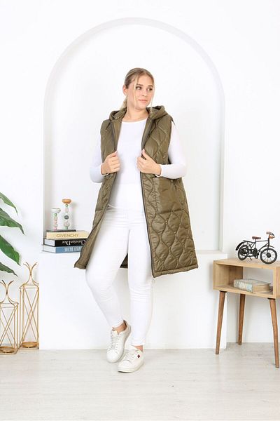 Butik Nilyam Women's Large Size Inner Lined Quilted Puffer Vest 24649