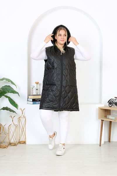 Butik Nilyam Women's Large Size Inner Lined Quilted Puffer Vest 24649