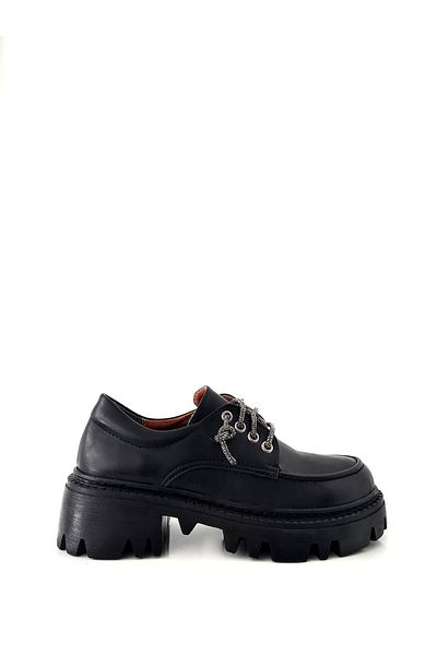 Saracshoes Women's Loafer Lace-up Black Kamara