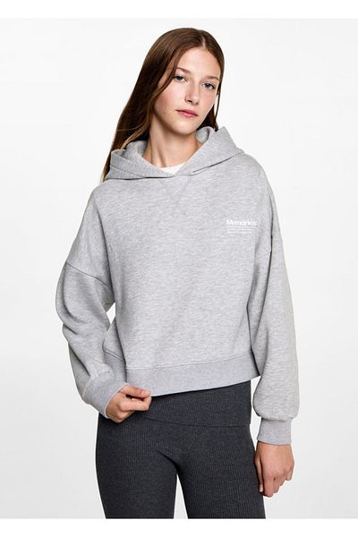 Mango Teen Φούτερ με κουκούλα με σχέδιο