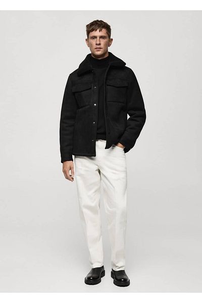 MANGO Man Jacke in Wildlederoptik mit Fell