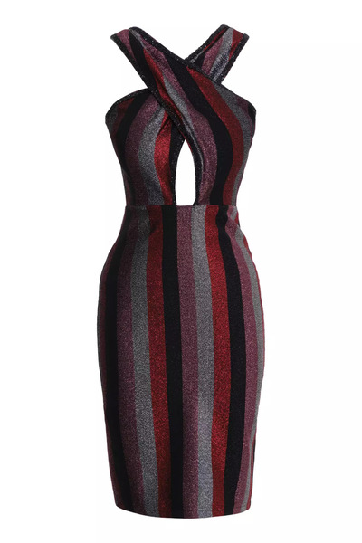 Keikei Altın simli kolsuz orta boy elbise