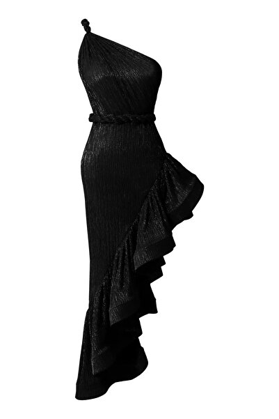 Keikei Siyah moonlight kolsuz uzun elbise