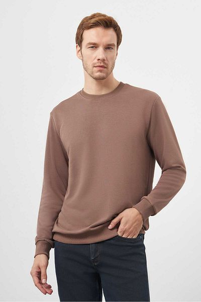 Morven Ανδρικό φούτερ BROWN Basic Crew Neck