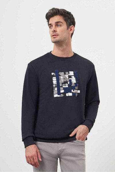 Morven Ανδρικό μπλουζάκι με λαιμόκοψη Navy Blue Trend
