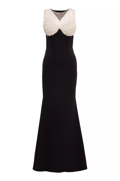 Keikei Siyah krep kolsuz uzun elbise