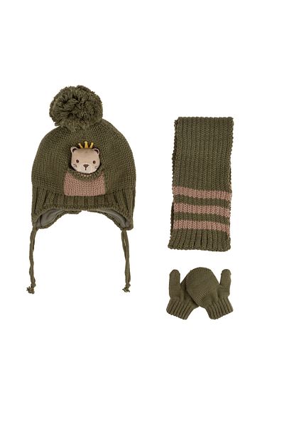 Kitti 0-18 Months Baby Boy & Child Accessory Fleece Inside Scarf Beanie Gloves Set of 3