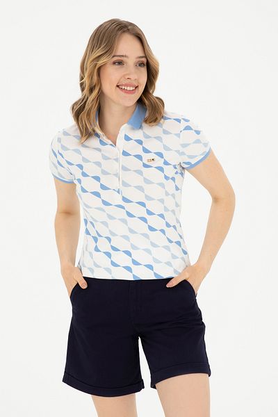 U.S. Polo Assn. Tricou de damă albastru închis cu gât polo 50282906 -VR032