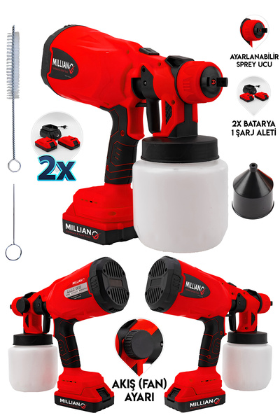 Genel Markalar İtalyan Çift Akülü Şarjlı Boya Tabancası Sprey Boya Püskürtme ...