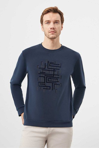 Morven Ανδρικό μπλουζάκι με λαιμόκοψη Navy Blue Trend
