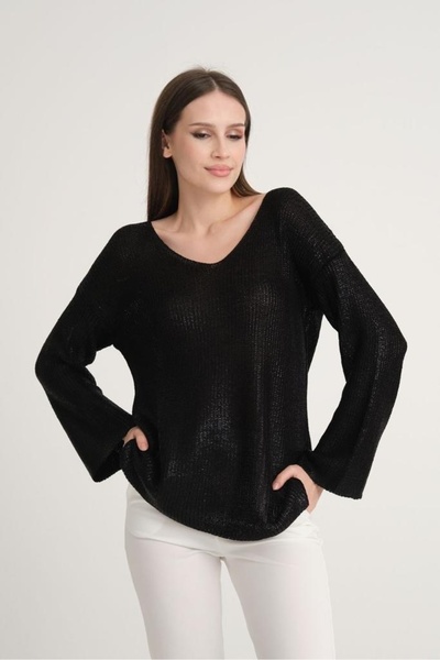 sumoda Γυναικείο πλεκτό πουλόβερ με επικάλυψη με φύλλα Πρωτοχρονιάτικο λαμπερ...