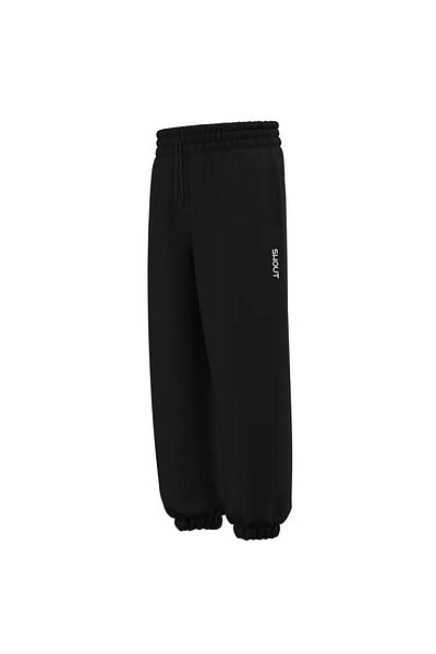 Shout Oversize Basic Μαύρο Jogger Unisex Παντελόνι