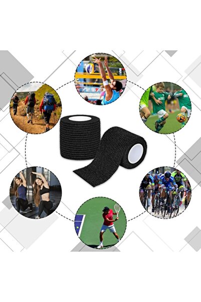 Genel Markalar Siyah Renk Coban Bandajı Elastik Kendinden Yapışkanlı Coban Bandajı Yüksek Kalite ( 5 Cm*4,5m )