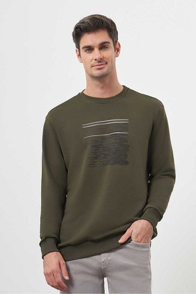 Morven Ανδρικό φούτερ με λαιμόκοψη Khaki Trend