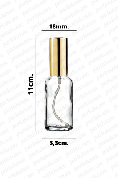 parlakcam 30ml Altın Renkli Full Metal Lüx Sprey Şişe, Parfüm Kolonya vb İçin Sızdırmaz Şeffaf Cam Şişe 1 Adet