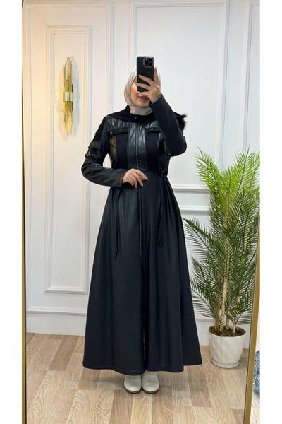 Tebrikler tekstil New Season Women's Winter Raincoat Leather Trench Coat Comfortable Fit for Daily Wear Model 900