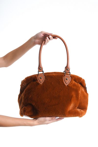Moda Lime Geantă de mână și de umăr casual model de pluș pentru femei, mărime medie, cu mânere și curea